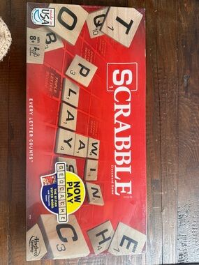 Scrabble Board Game 2013 Hasbro NEW Sealed Wooden Tiles Classic Crossword Game
